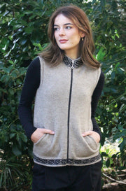 Motif Possum Merino Vest with Pockets